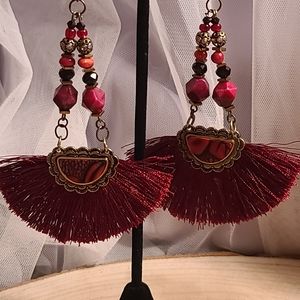Red fan earings